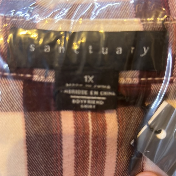 NWT Sanctuary Boyfriend for Life Shirt Renegade Plaid. Size 1X - Picture 7 of 15